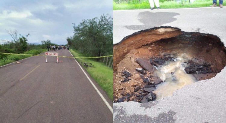 Lluvias provocan socavón en la carretera de Masiaca