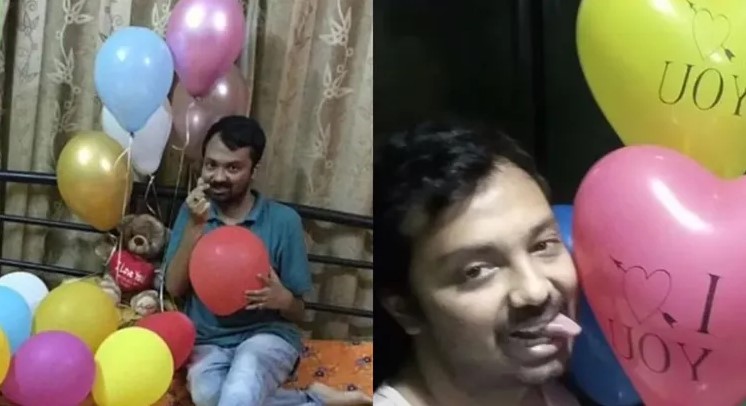 Se casó con sus globos de helio